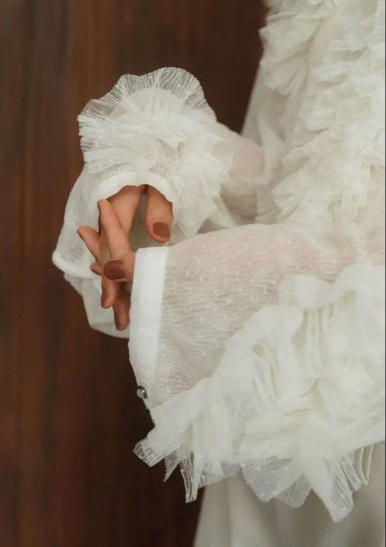 トップス Knuth Marf tulle design blouse /white