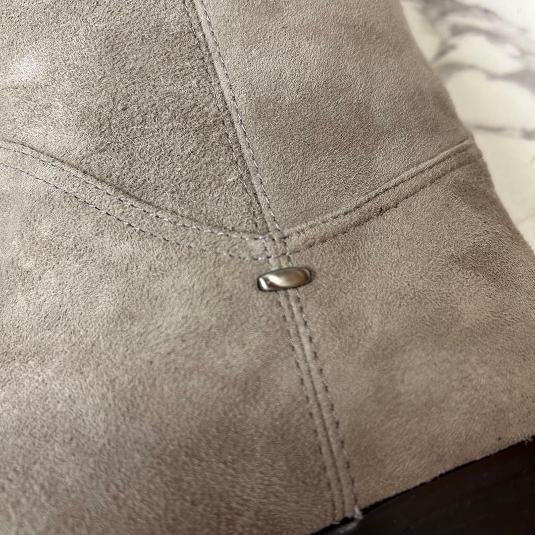 【新品】銀座かねまつ スエード ベージュ ロングブーツ 25.5