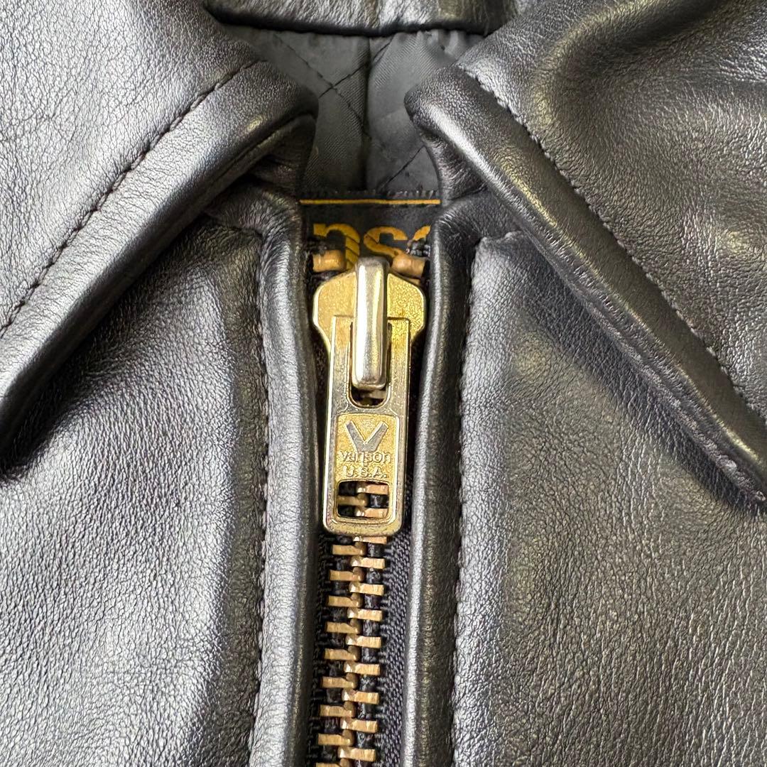 王者 vanson 傑作 シングルライダース 9D キルティング ブラック 38