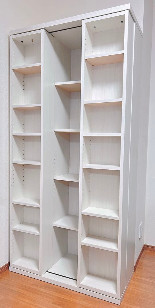 【美品】ニトリ Wスライド本棚 (M BS003 WW) 180cm L字金具付