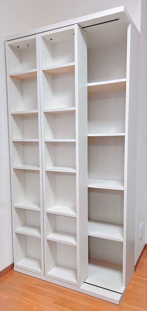 【美品】ニトリ Wスライド本棚 (M BS003 WW) 180cm L字金具付