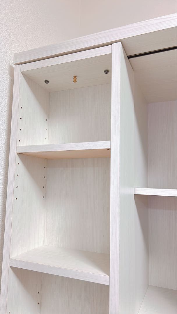 【美品】ニトリ Wスライド本棚 (M BS003 WW) 180cm L字金具付