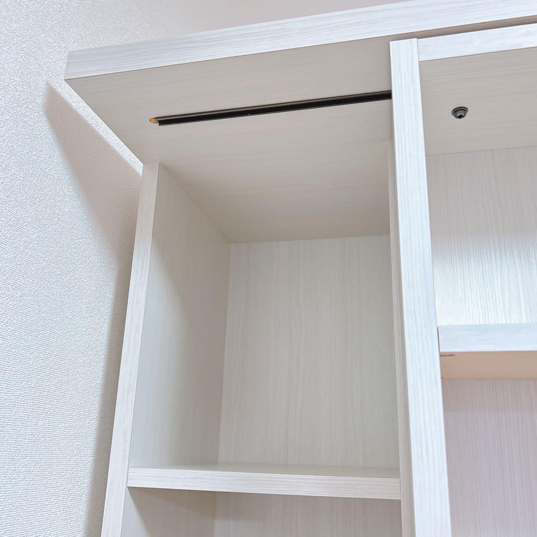 【美品】ニトリ Wスライド本棚 (M BS003 WW) 180cm L字金具付