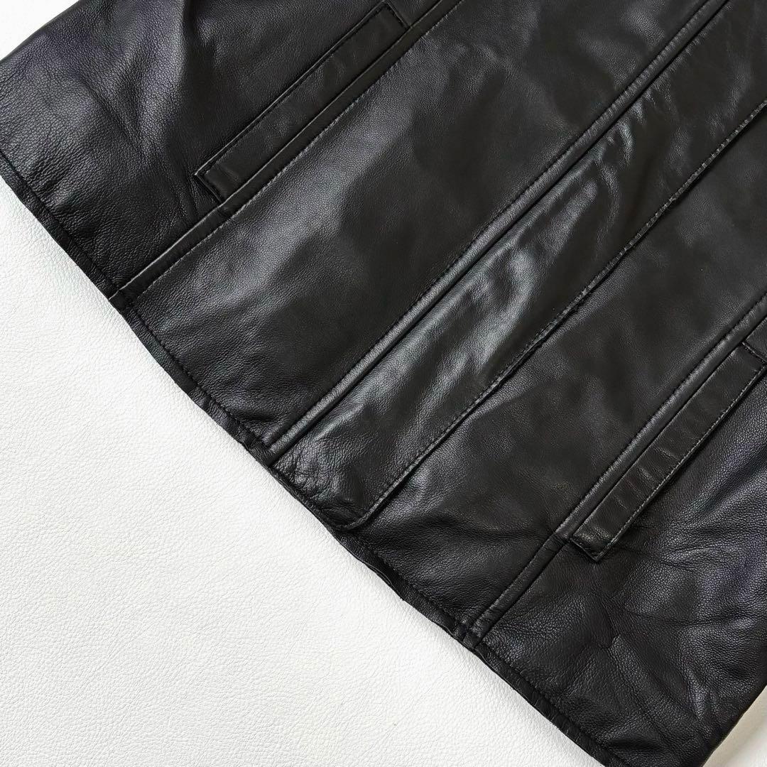 もりのがっこう ラムレザーノーカラージャケットブルゾン L