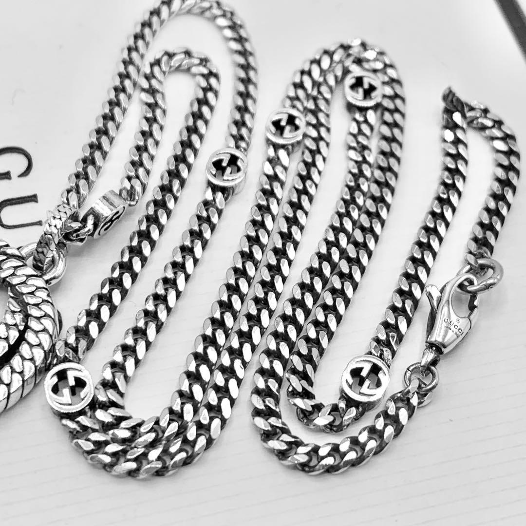 【現行/美品/希少】GUCCI ネックレス　喜平　燻　インターロッキング