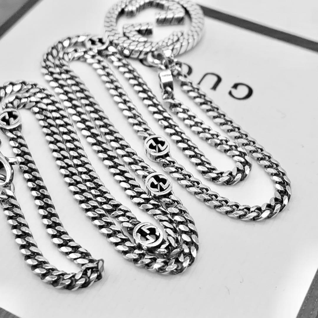 【現行/美品/希少】GUCCI ネックレス　喜平　燻　インターロッキング