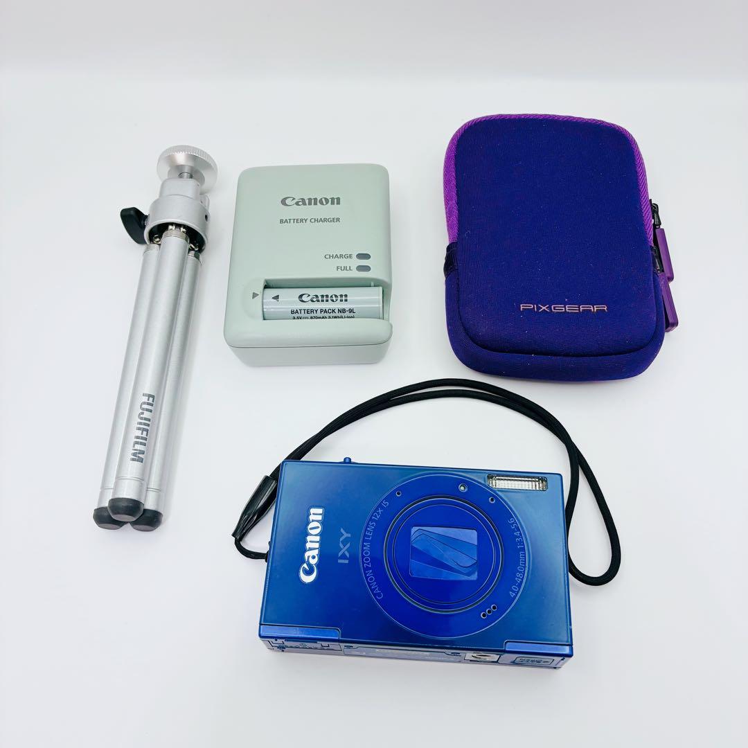 【稼働品】 Canon IXY3 イクシー3 ブルー 充電器 ケース 三脚付き