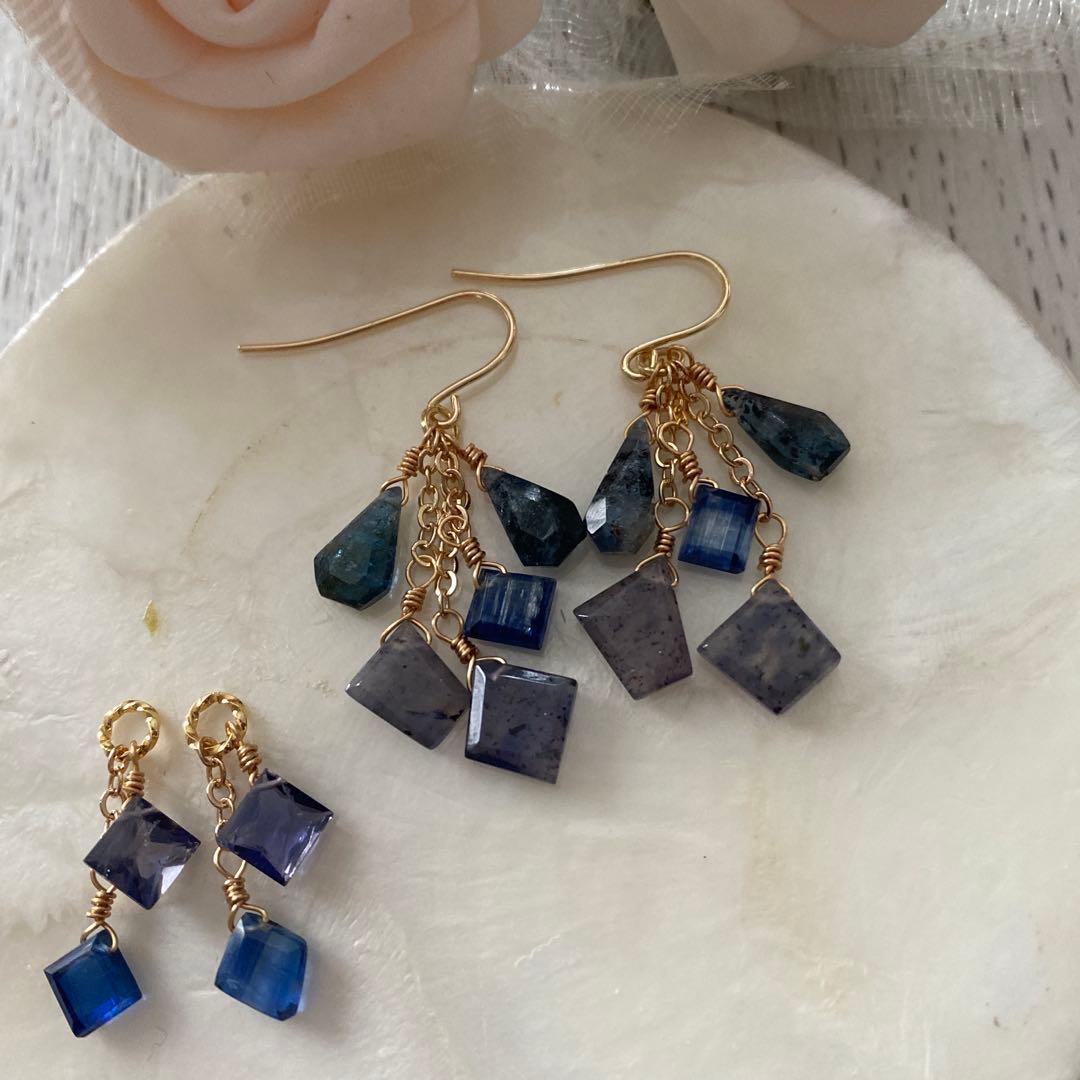 あつ様♡お取り置きです♡14kgf アイオライトのピアス（訳あり）