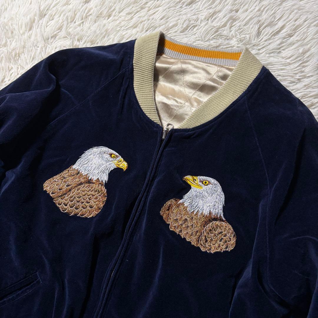 メ*4様 美品■DENIME スカジャン　リバーシブル　別珍　刺繍　鷹　狼　ウル