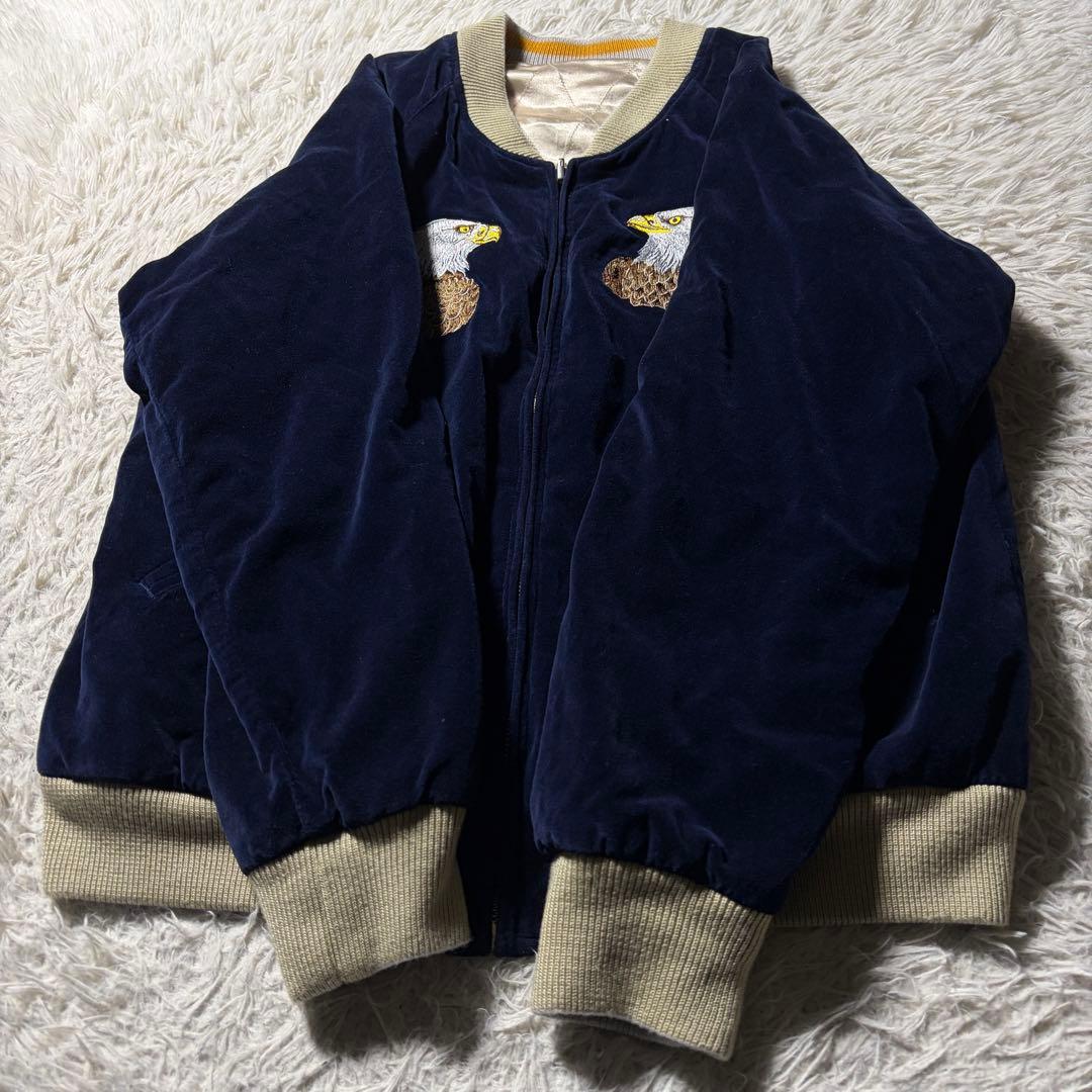 メ*4様 美品■DENIME スカジャン　リバーシブル　別珍　刺繍　鷹　狼　ウル
