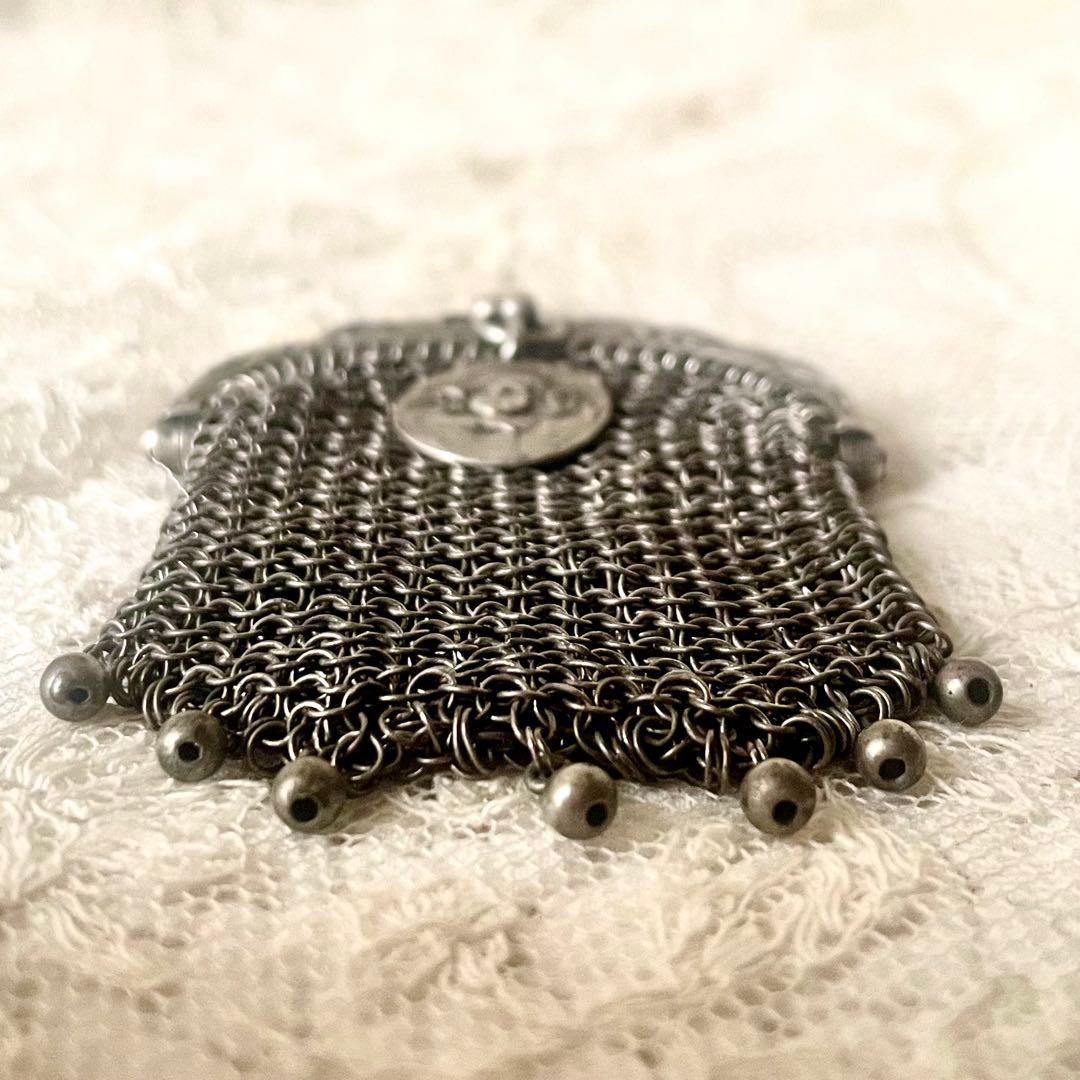 純銀製天使付きシルバーヤドリギモチーフパース仕切りありフランスアンティーク