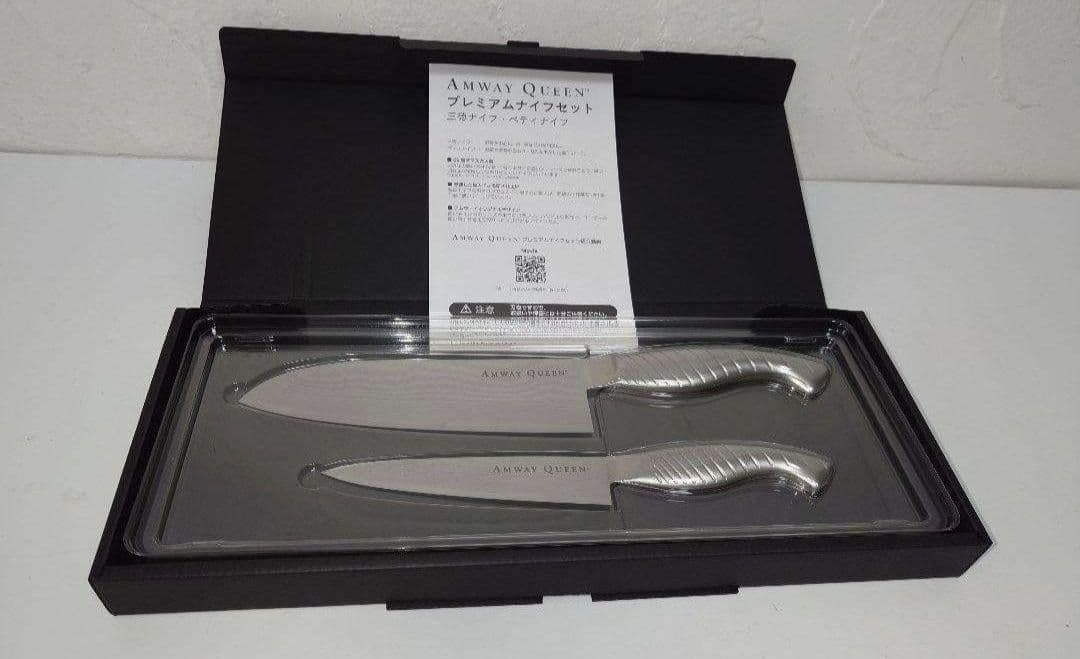 m*☆様 【新品】 アムウェイ クィーン プレミアムナイフセット ダマスカス 包