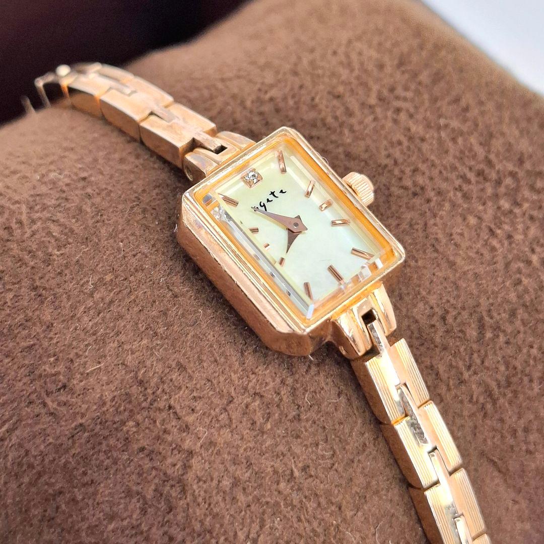 ✨箱付 アガット agete 0.02ct ダイヤ ピンクゴールド シェル文字盤