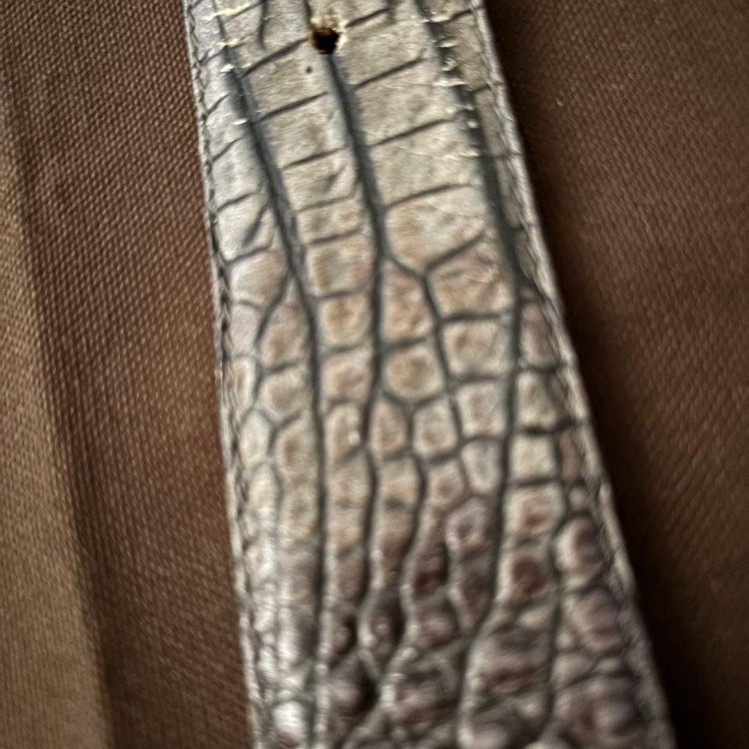 【used】NANNI ナンニ　クロコ型押し　シルバー　レザーベルト　イタリア製