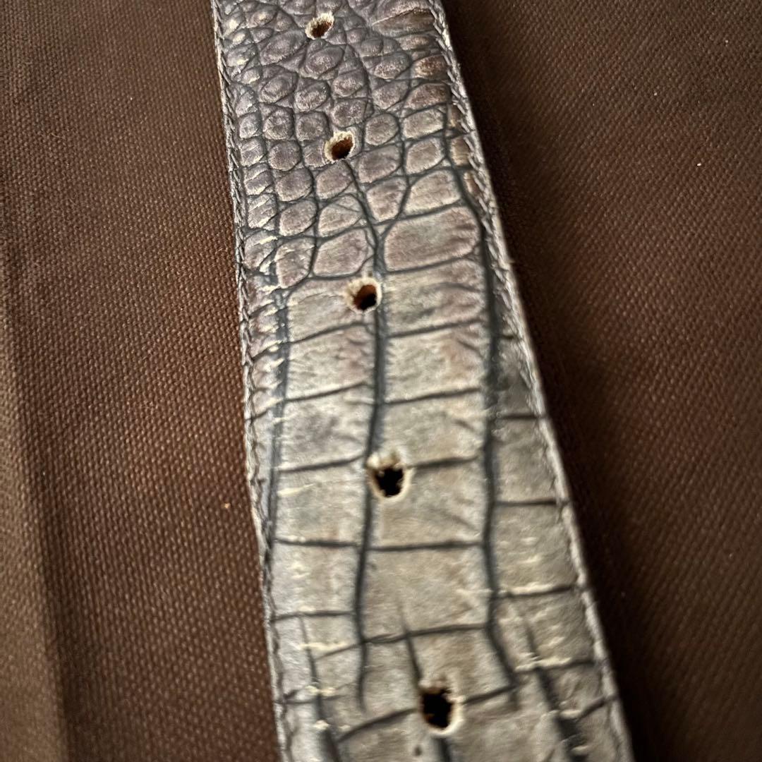 【used】NANNI ナンニ　クロコ型押し　シルバー　レザーベルト　イタリア製