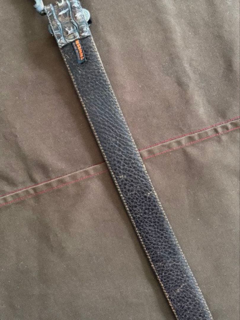 【used】NANNI ナンニ　クロコ型押し　シルバー　レザーベルト　イタリア製