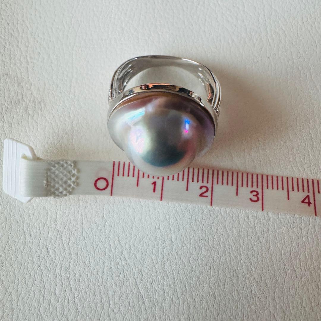 大粒 マベパール リング 指輪 シルバー925 13号 内径17mm