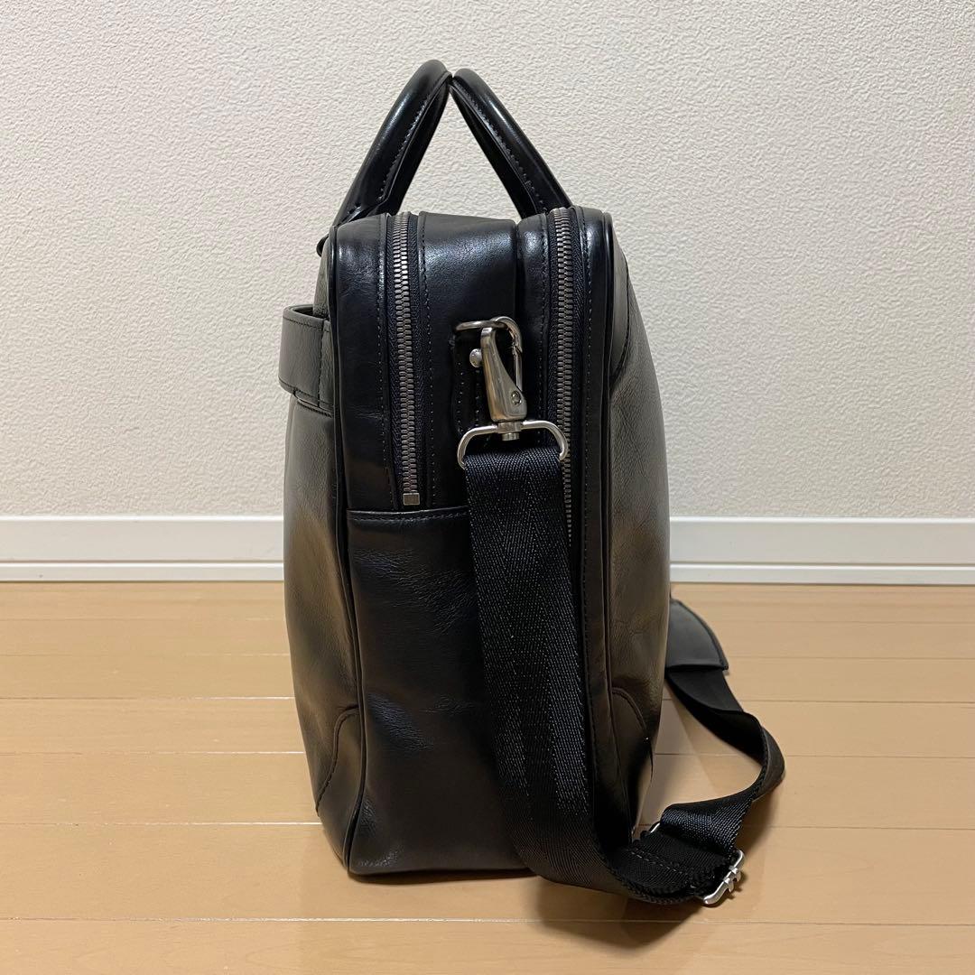 【美品】フジタカ ビジネスバッグ ブリーフケース レザー 2way 2層式 黒