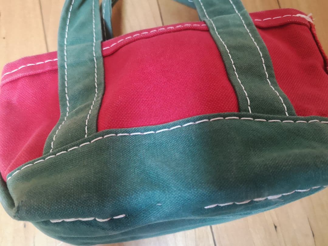 L.L.Beanトートバッグ 赤×緑 vintage