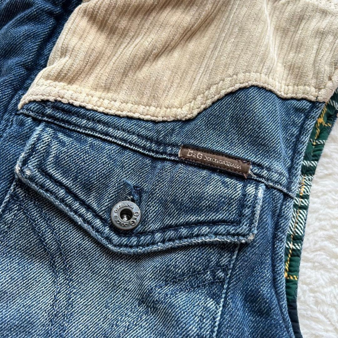 【美品】DOLCE & GABBANA デニム コーデュロイ切替ベスト YK2