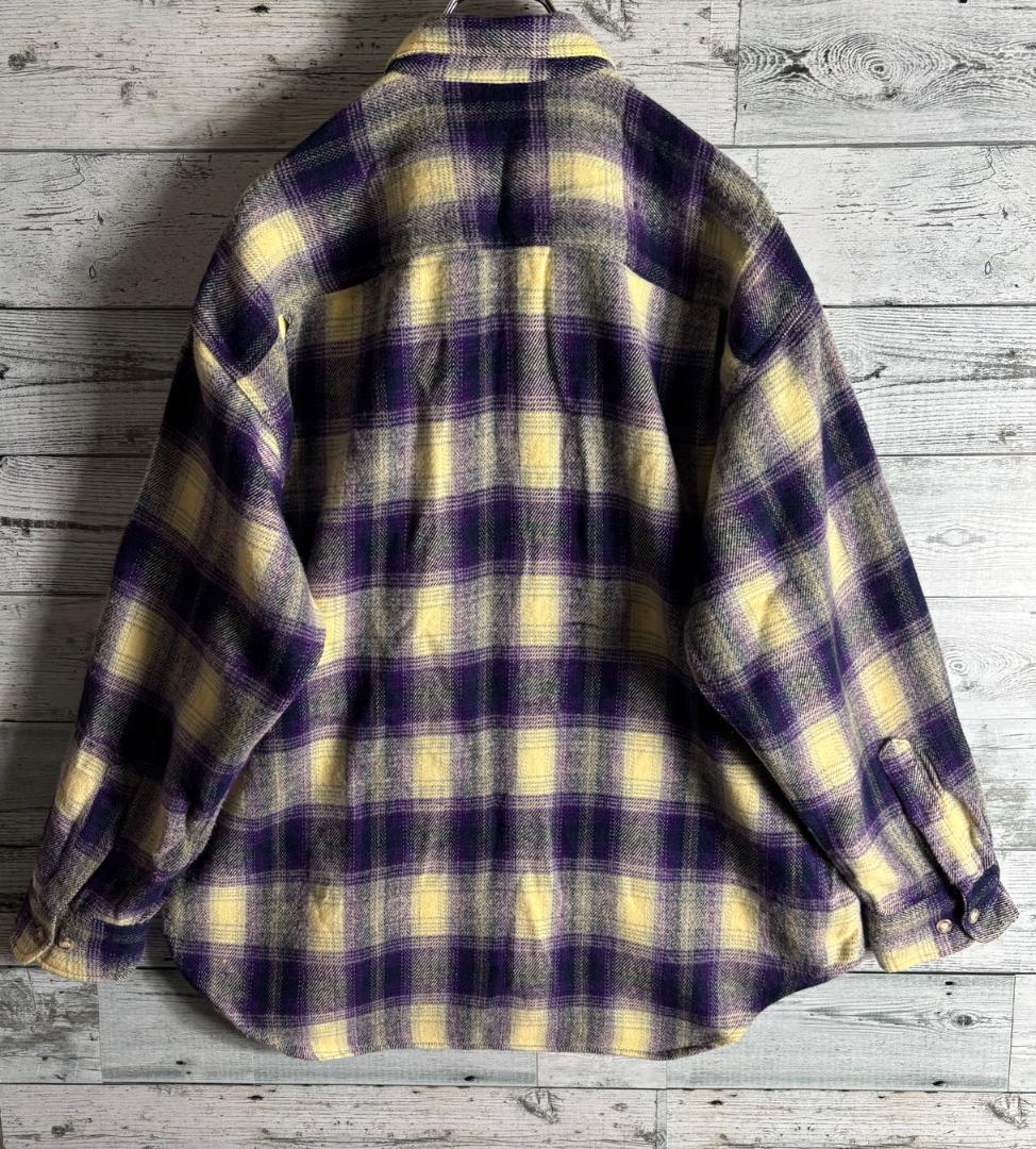y2k　オンブレチェックシャツ　フランネル　シャドーチェック　メンズL