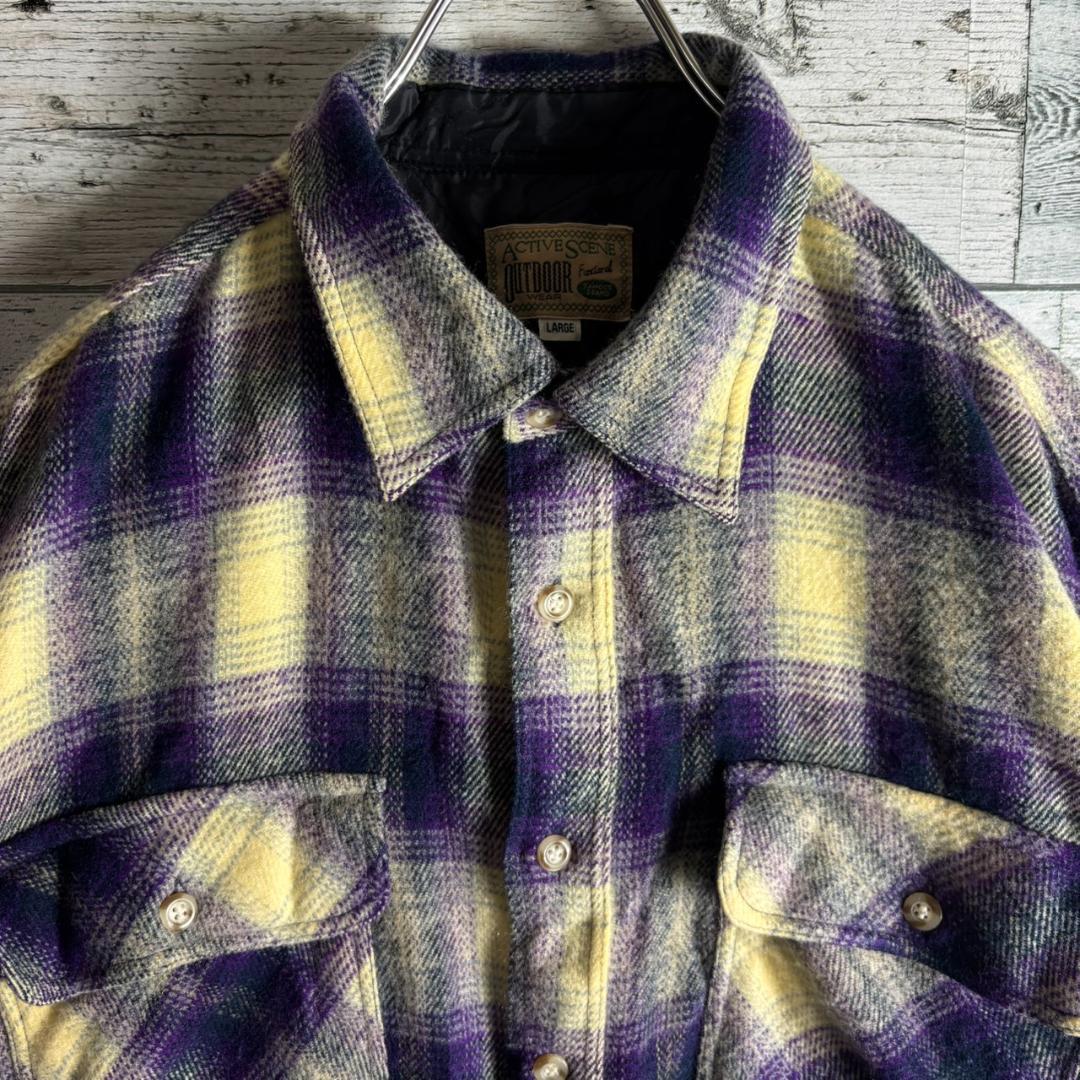 y2k　オンブレチェックシャツ　フランネル　シャドーチェック　メンズL