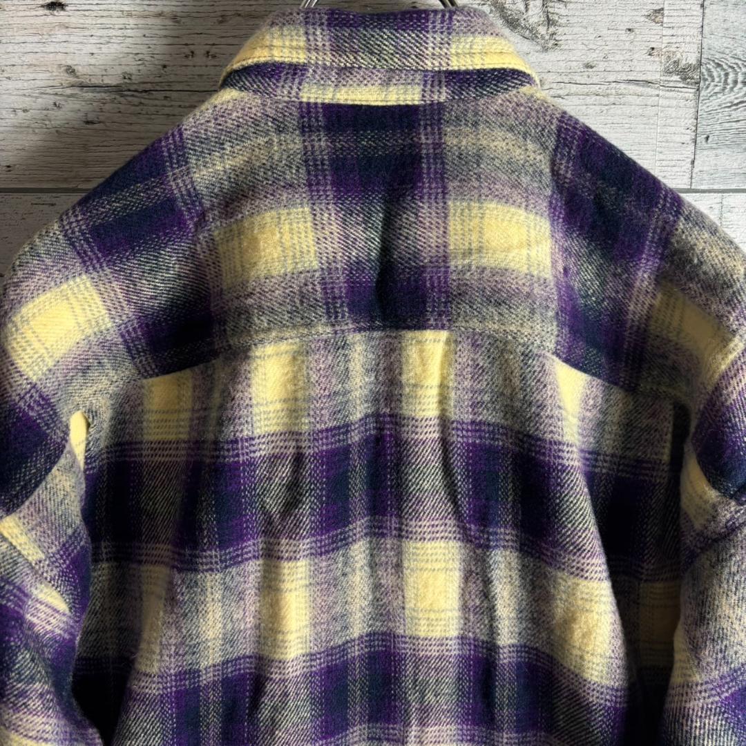 y2k　オンブレチェックシャツ　フランネル　シャドーチェック　メンズL