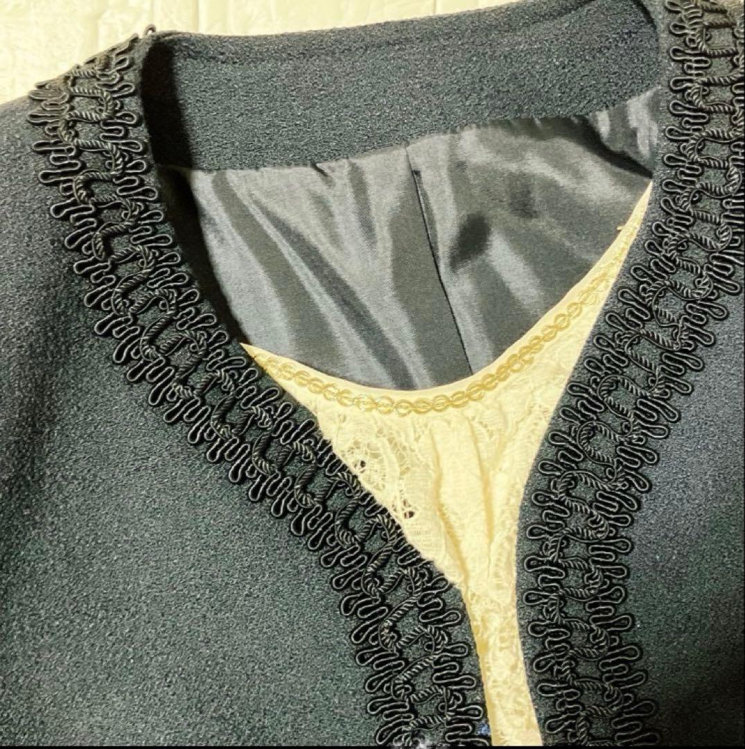 美品クレージュ　スーツ　ノーカラー　ワンピース　ジャケット　刺繍　セレモニー