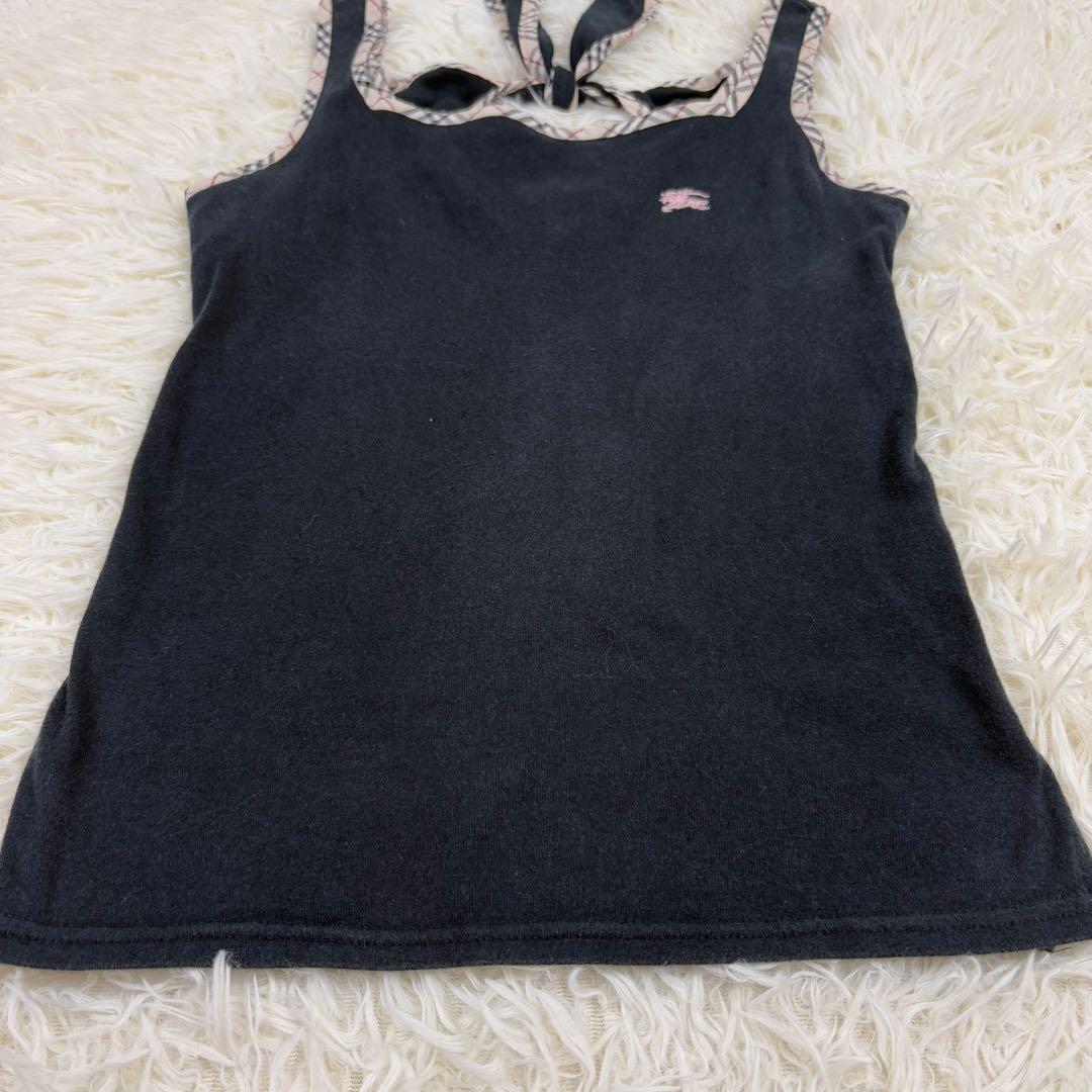 人気　バーバリーブルーレーベル　ノバチェック　リボン　キャミソール　38M 綿