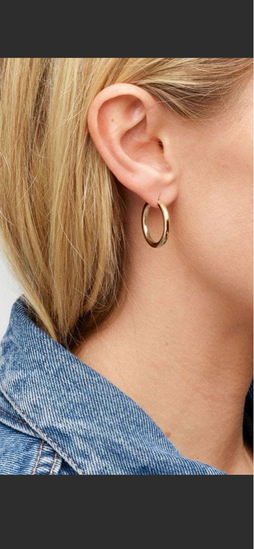 【TOMWOOD】　 クラシックフープ ミディアム ゴールドピアス