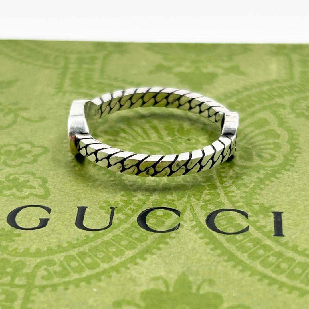 美品✨　グッチ　リング　エナメル インターロッキング　GG 喜平　シルバー925