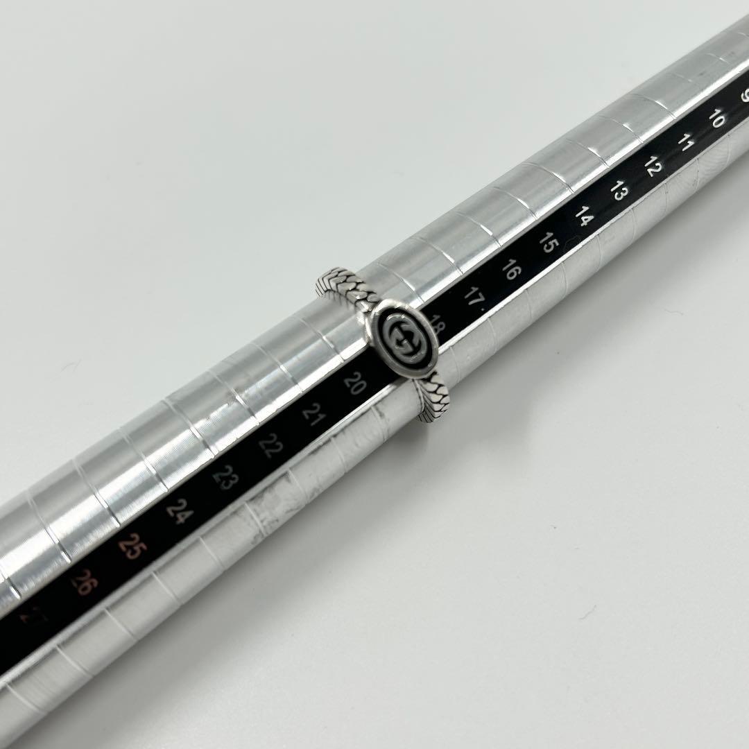 美品✨　グッチ　リング　エナメル インターロッキング　GG 喜平　シルバー925