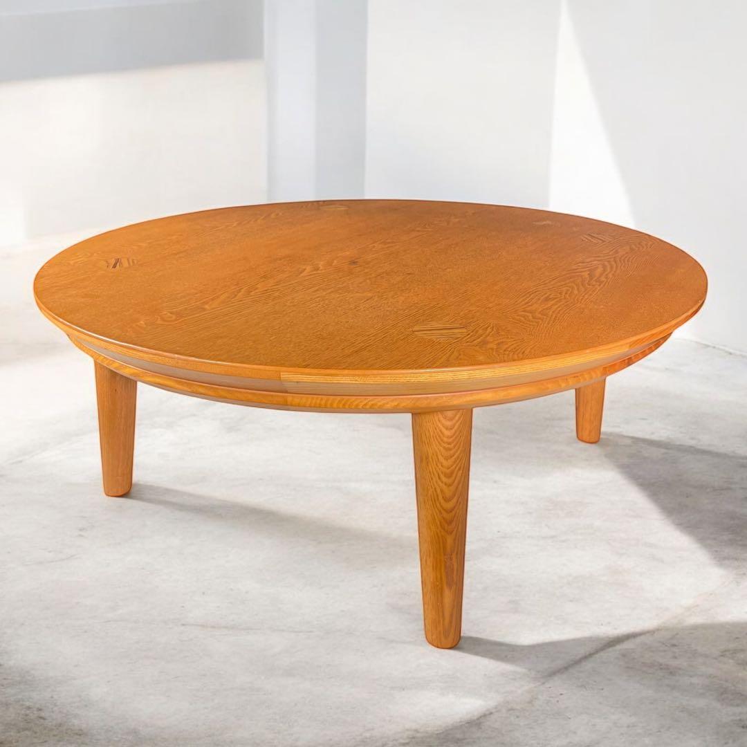 HR558 【木目とカーブ素敵】円卓　ラウンドテーブル　ちゃぶ台