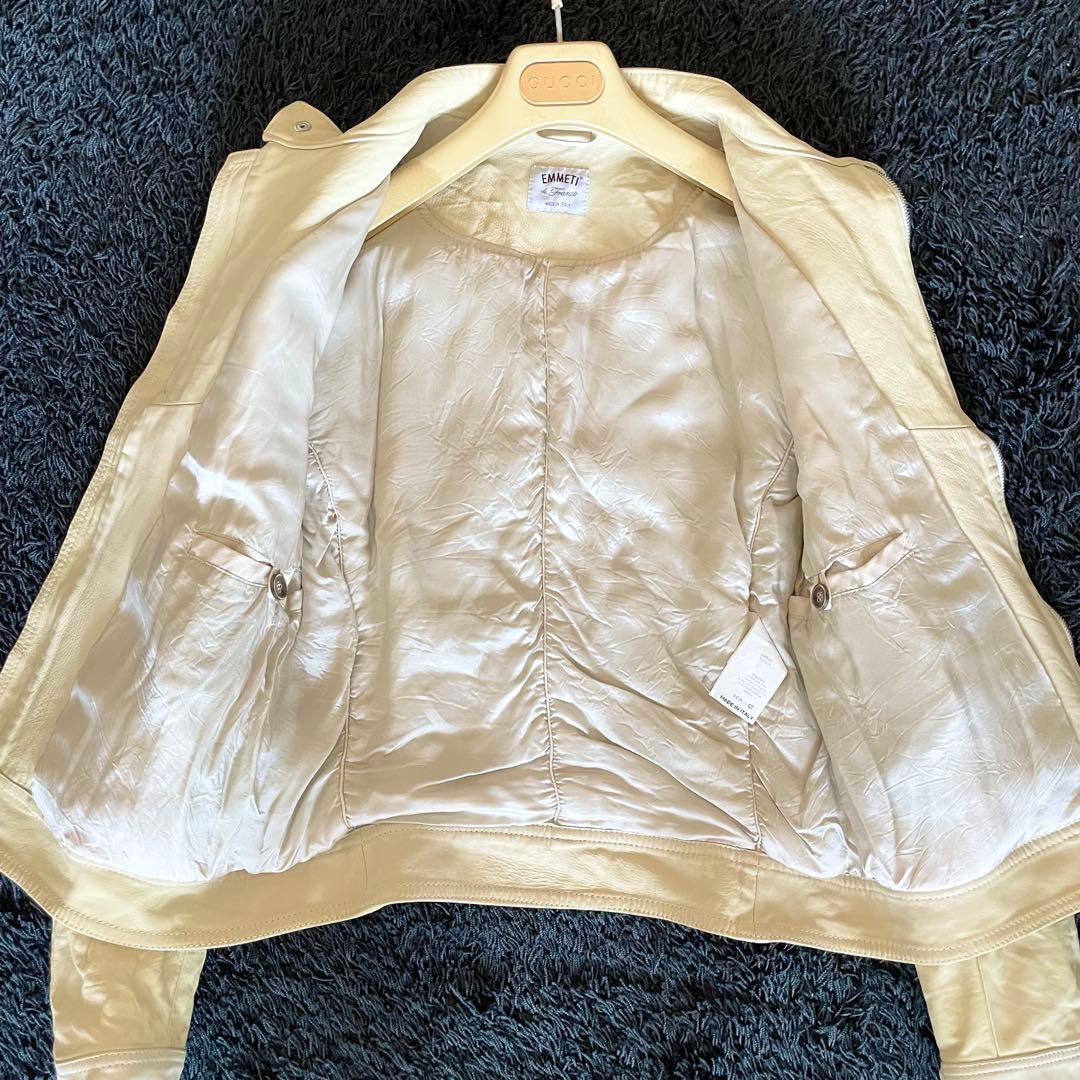 EMMETI アンドレア シングルライダースジャケット アイボリー 48