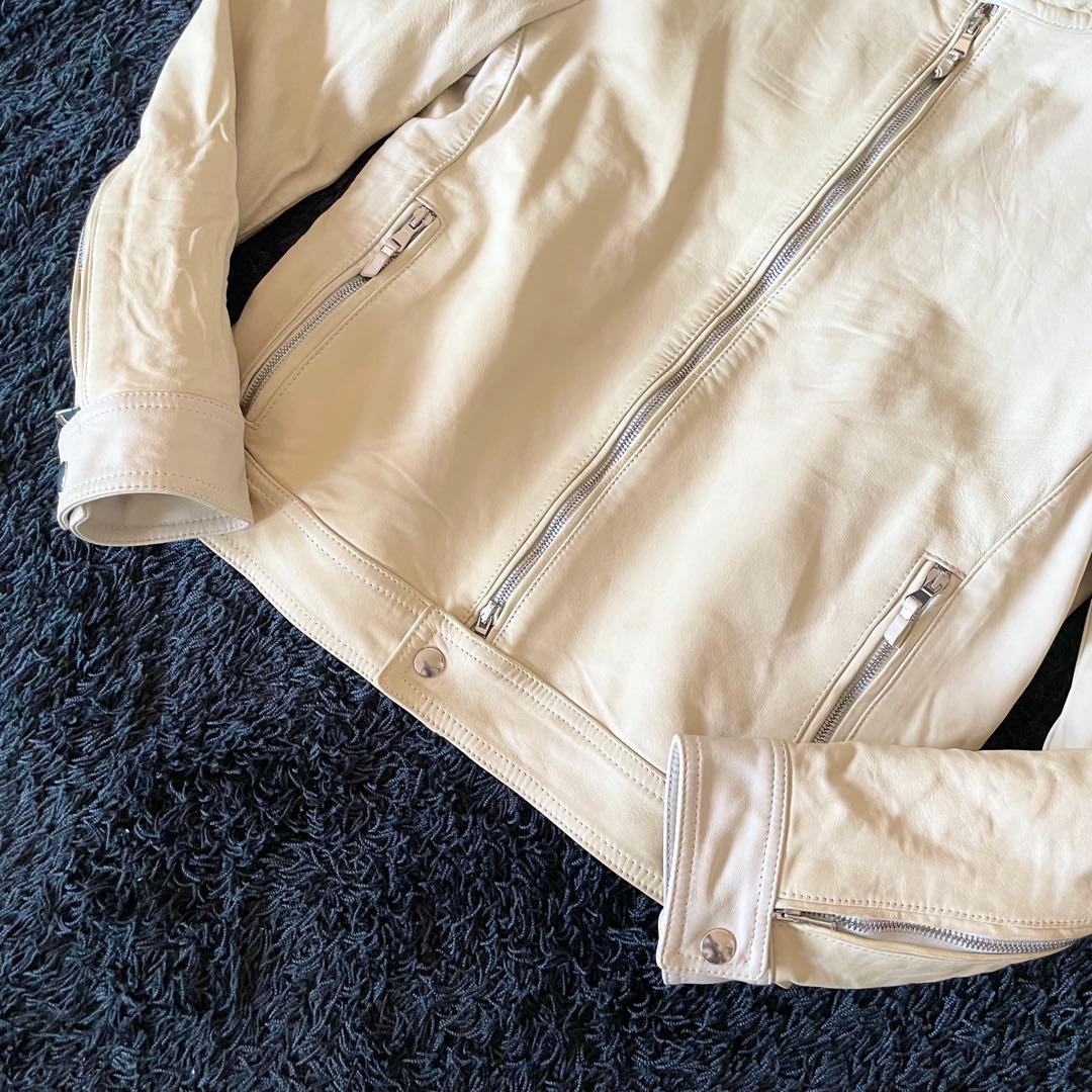 EMMETI アンドレア シングルライダースジャケット アイボリー 48