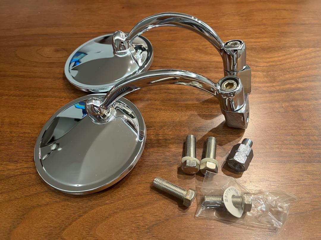 Official クロームメッキ 丸型ミラー　SR400 2点セット