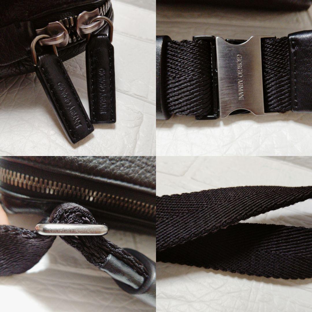 美品　ジョルジオアルマーニ　クロスボディバッグ　レザー　黒　サコッシュ