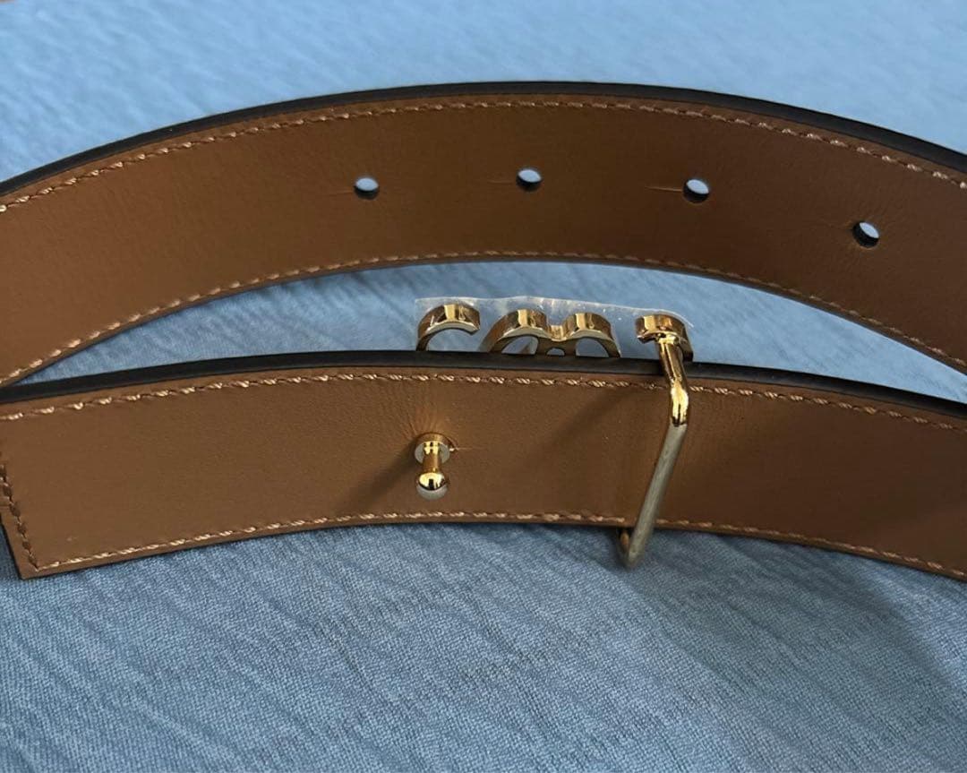 LOEWEリバーシブルアナグラム ベルトスムースカーフBurgundy/Gold