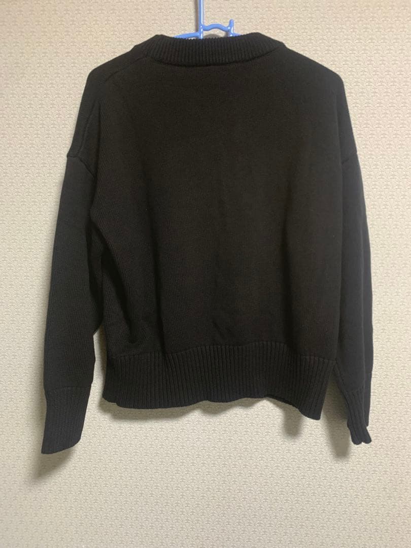 ami ハート刺繍 ニットamiparisアミパリス レディースブラック L