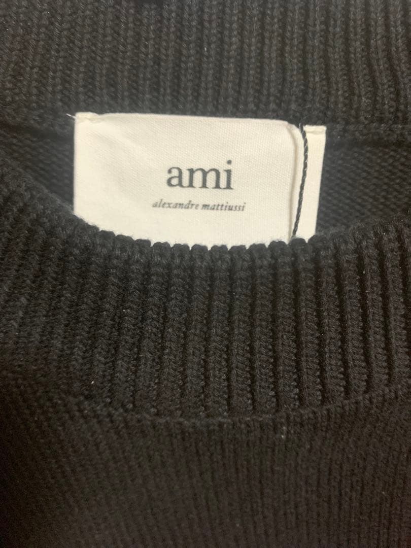 ami ハート刺繍 ニットamiparisアミパリス レディースブラック L