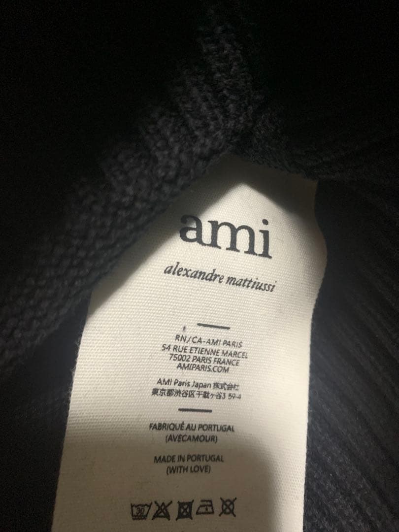 ami ハート刺繍 ニットamiparisアミパリス レディースブラック L