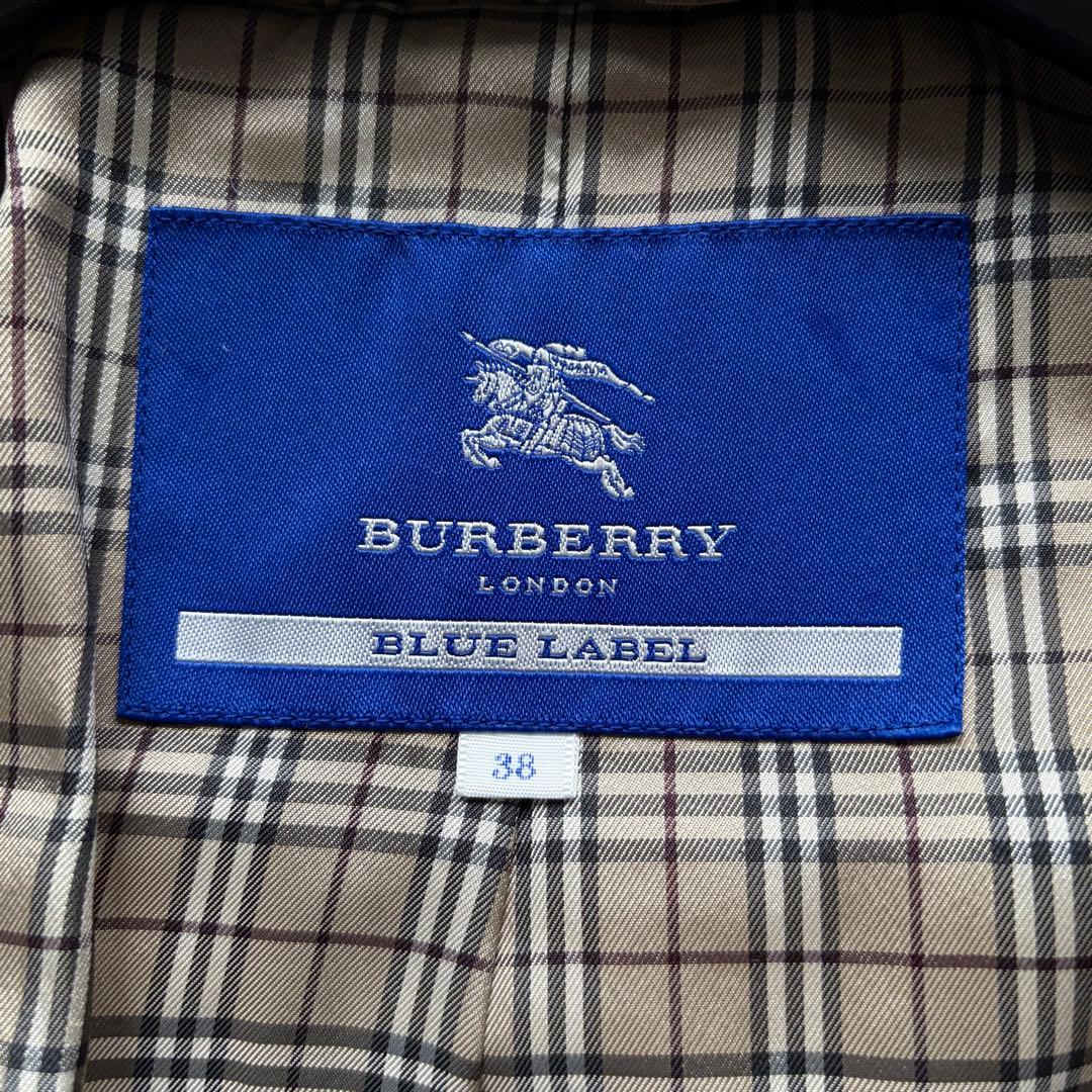 【美品】バーバリーブルーレーベル ダッフルコート ノバチェック ホワイト 38