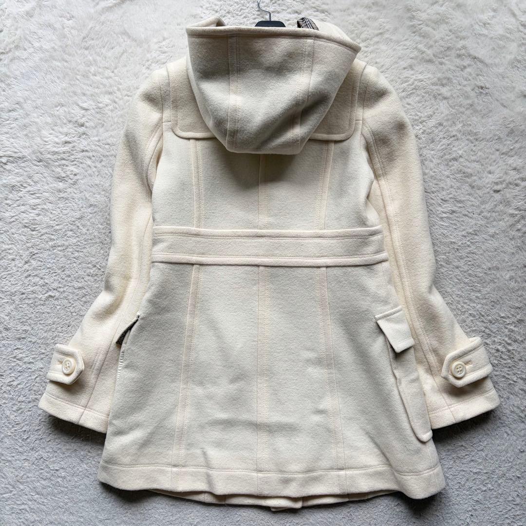 【美品】バーバリーブルーレーベル ダッフルコート ノバチェック ホワイト 38
