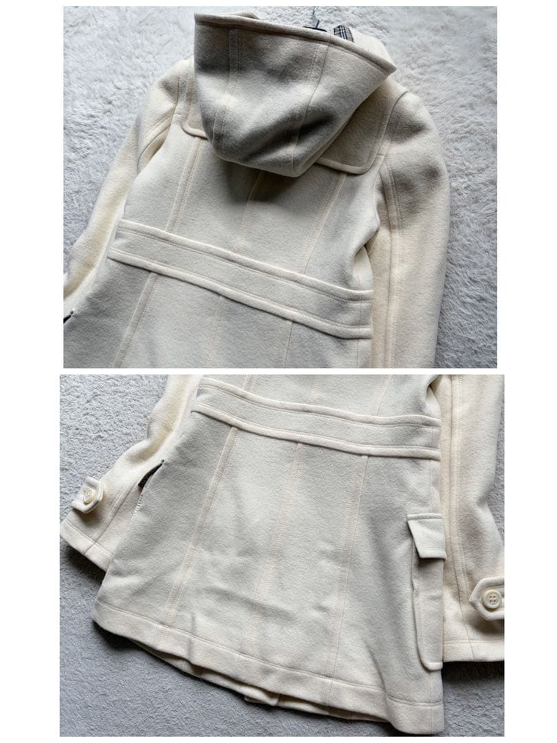 【美品】バーバリーブルーレーベル ダッフルコート ノバチェック ホワイト 38