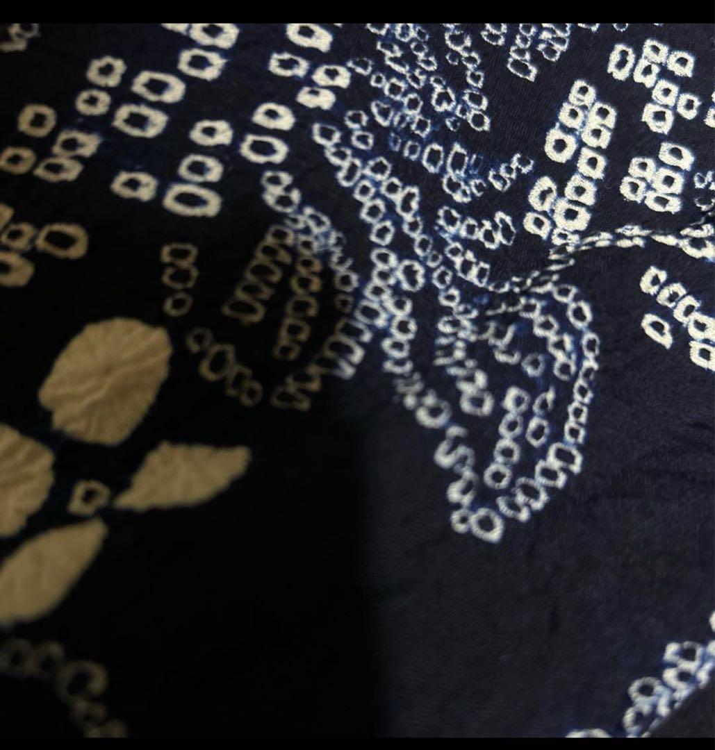 有松鳴海絞りフルセット4点　美品最高級浴衣+夏帯+夏帯締め+夏帯揚げ　ゆったり