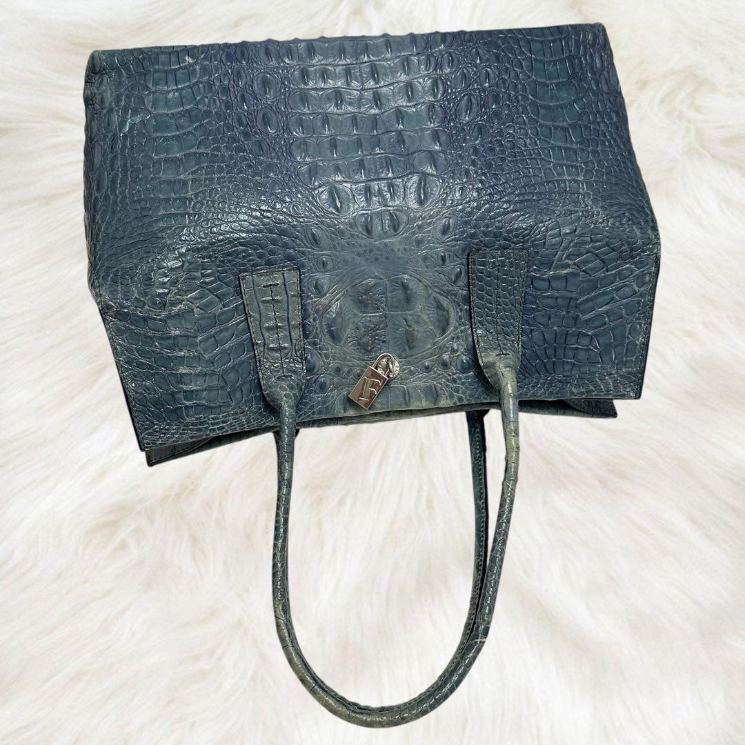 希少 フルラ トートバッグ クロコ型押し エキゾチック レザー A4 大容量