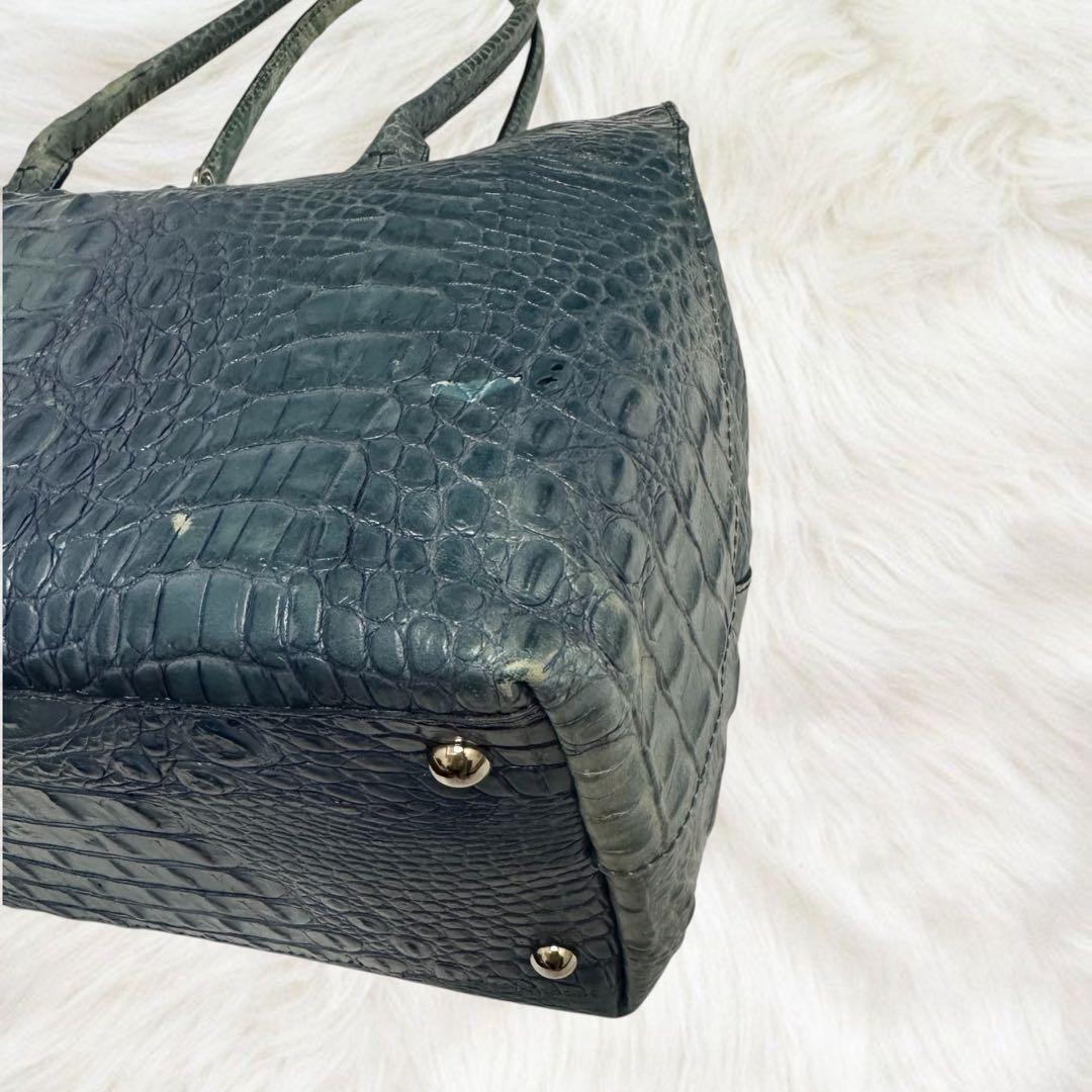 希少 フルラ トートバッグ クロコ型押し エキゾチック レザー A4 大容量