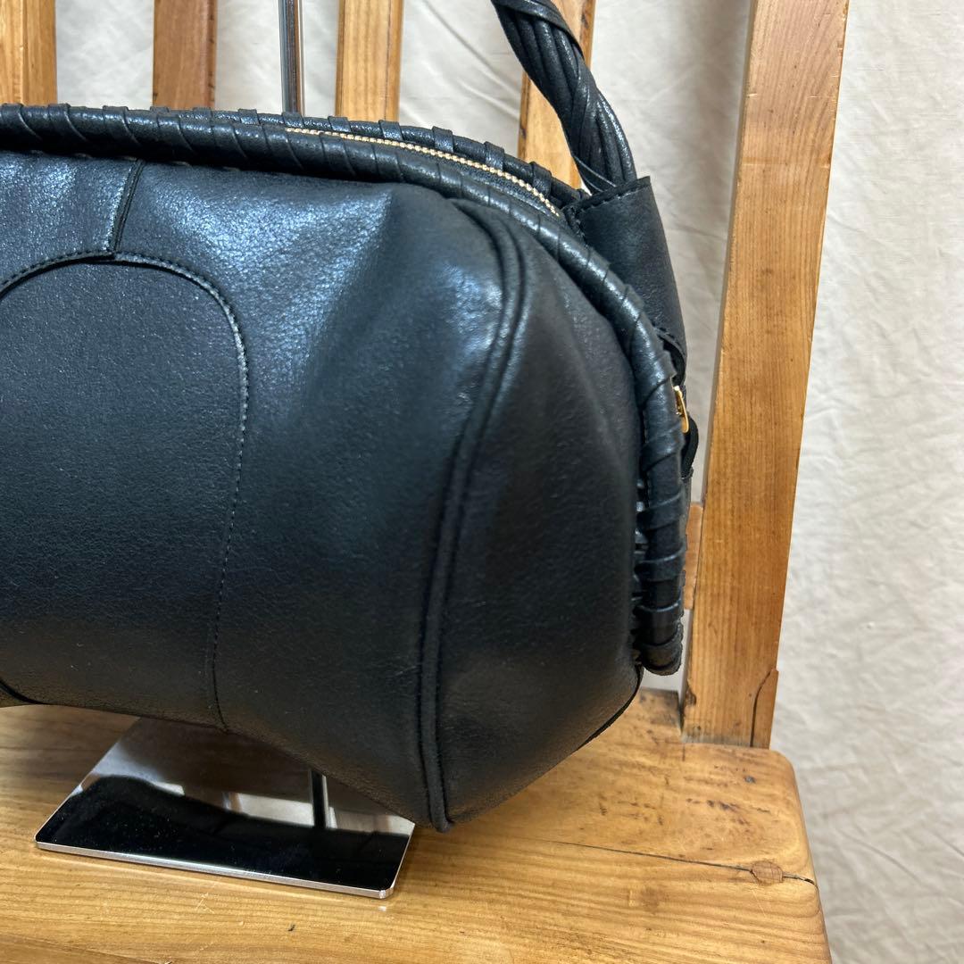 mame Synthetic Leather Boston Bag ブラック