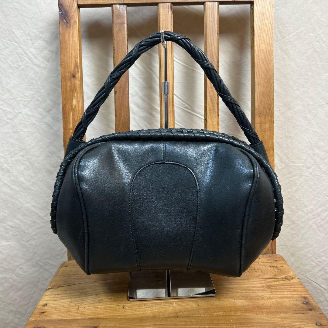 mame Synthetic Leather Boston Bag ブラック