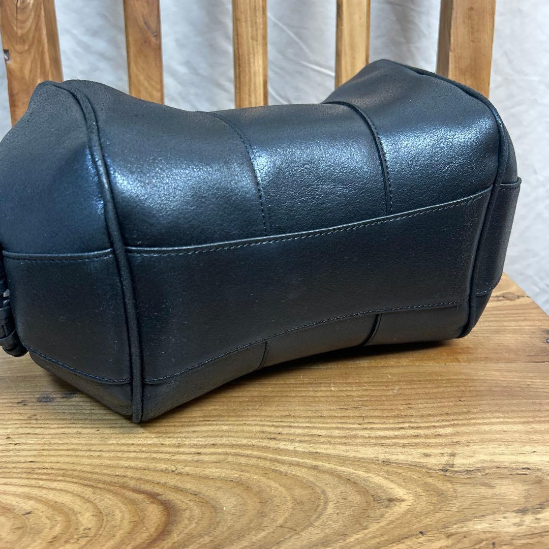 mame Synthetic Leather Boston Bag ブラック